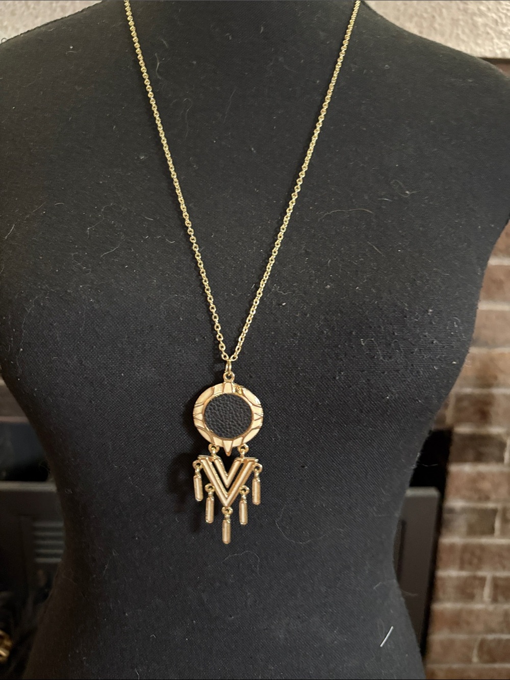 Gold Pendant Fringe Statement Necklace - Women Jewelry